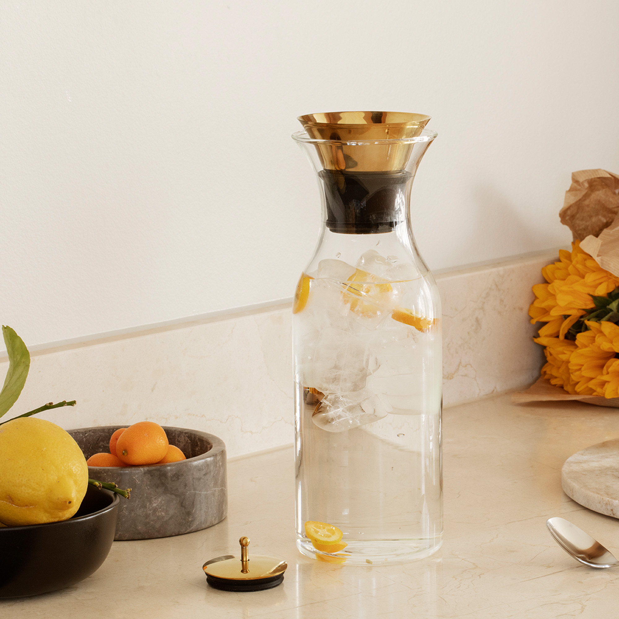 Fridge Carafe With Lid, Brass