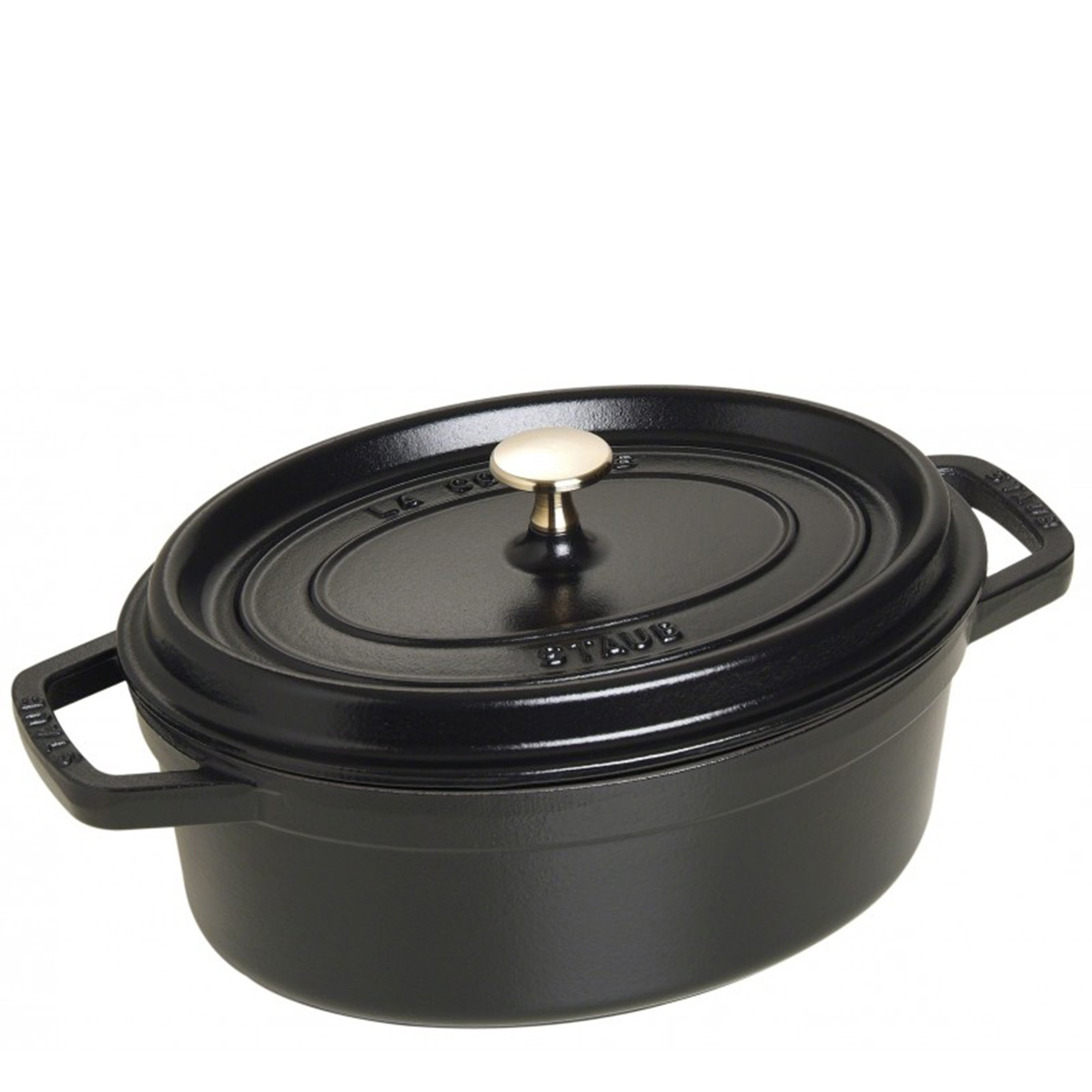 Oval cast iron cocotte 37cm/8l, black - Lartusihome.com