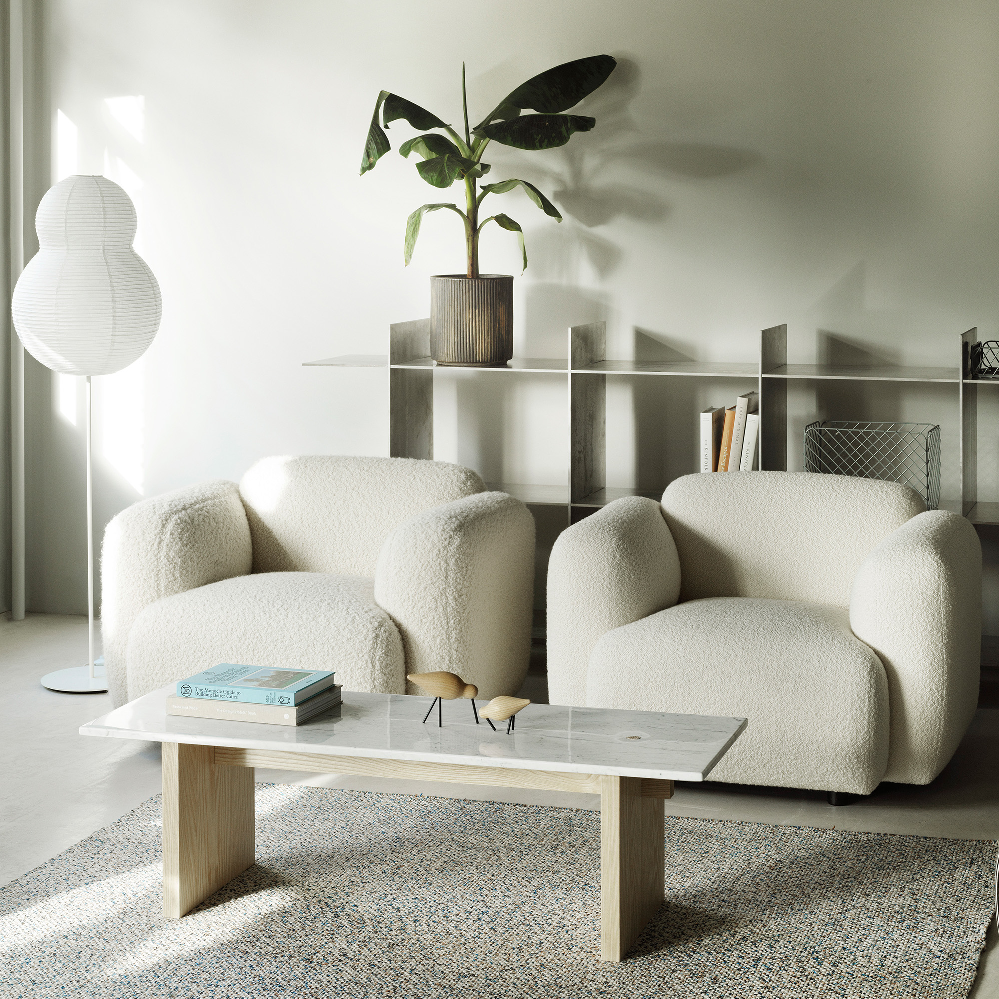 2022_Swell_Armchair_Uph_Artemidor_001_Swell_Armchair_Uph_Karakorum_001_Puff_Floor_Lamp_Bubble_Solid_Table_White